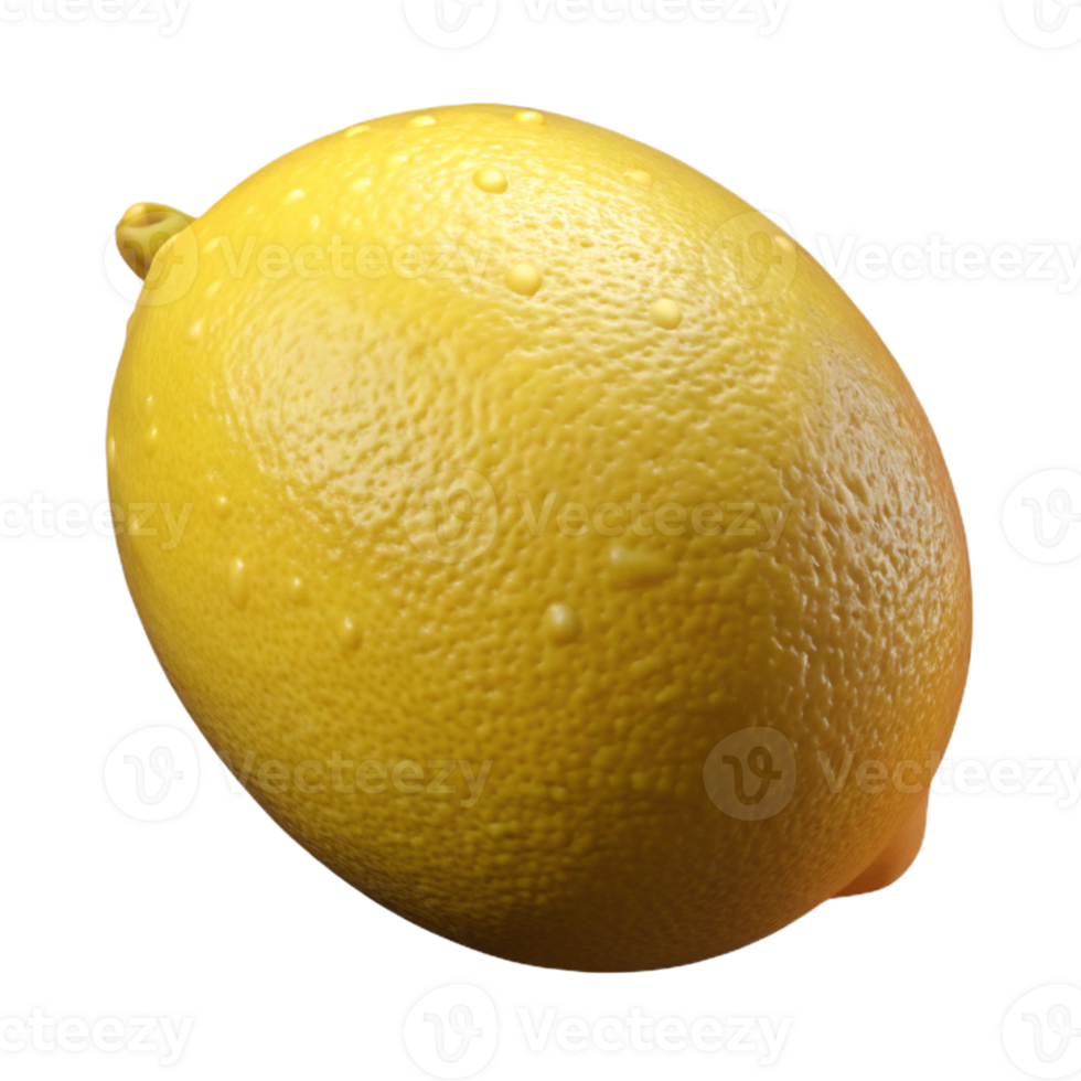 magnificent minimalist A single, ripe lemon, yellow and textured premium png