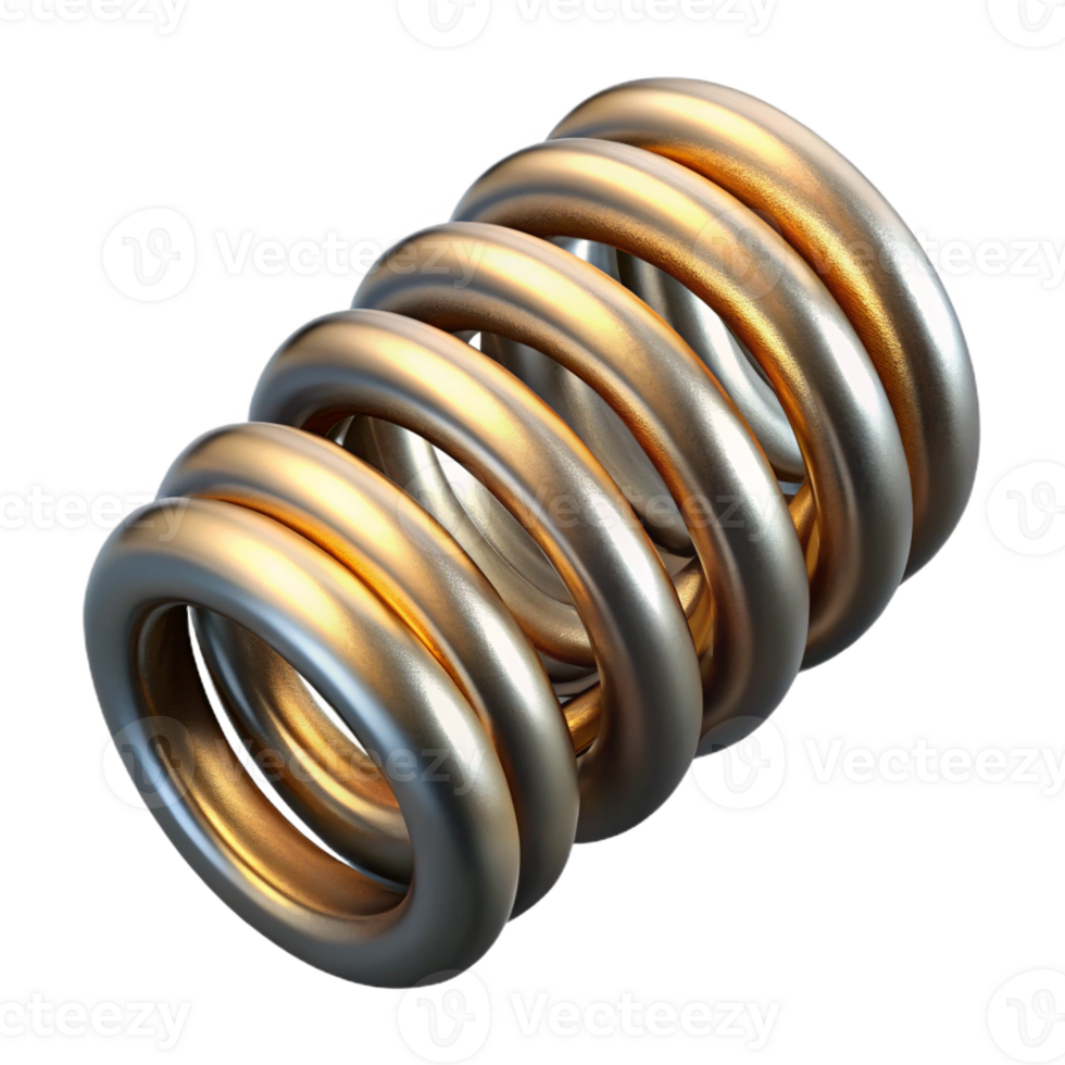 wonderful contemporary Steampunk spring with tightly wound coils and a metallic finish high quality png