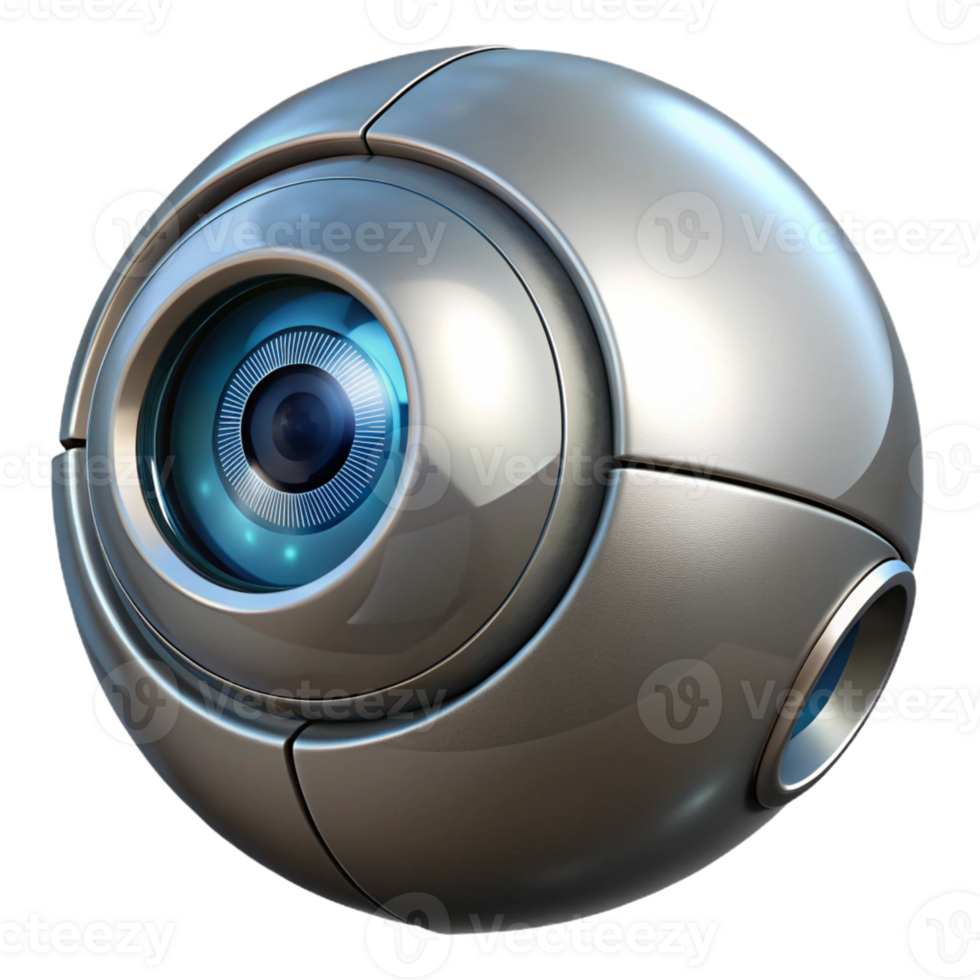 impressive creative A close-up of a robotic eye, metallic silver lighting, hyperrealistic style professional png