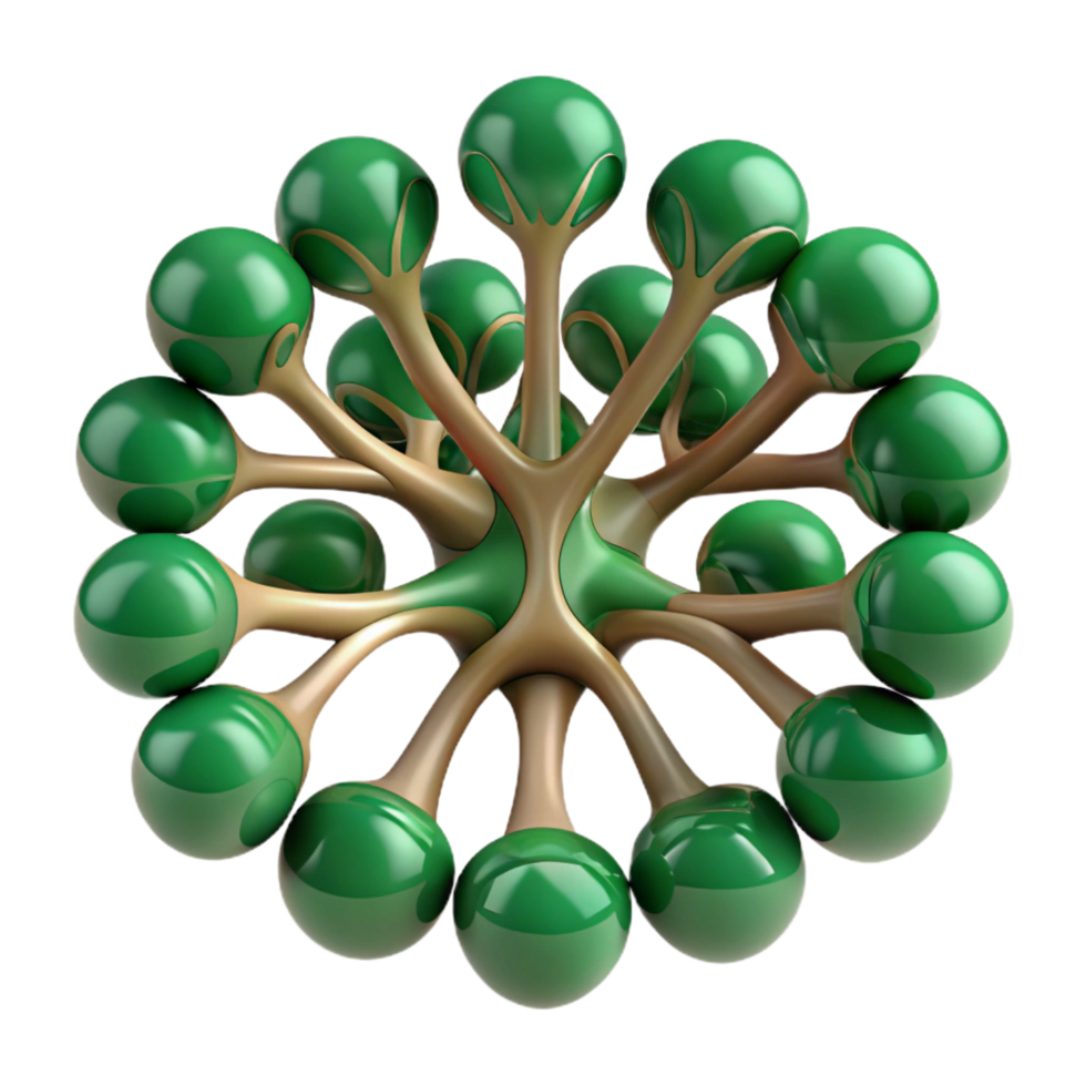 beautiful contemporary A complex, fractal pattern, resembling a branching tree or river delta, in shades of emerald green and deep brown, with a soft, dappled lighting. Organic Art style high quality png