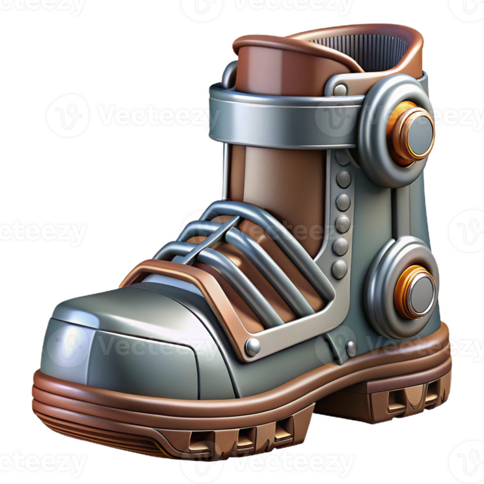 vibrant vintage Sci-fi boot, armored plating, detailed treads original png