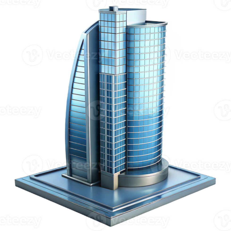 magnificent minimalist Modern skyscraper, glass and steel, authentic png