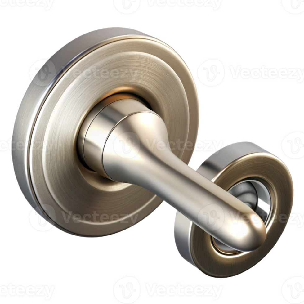 dramatic rustic Modern door handle, brushed nickel, high quality png