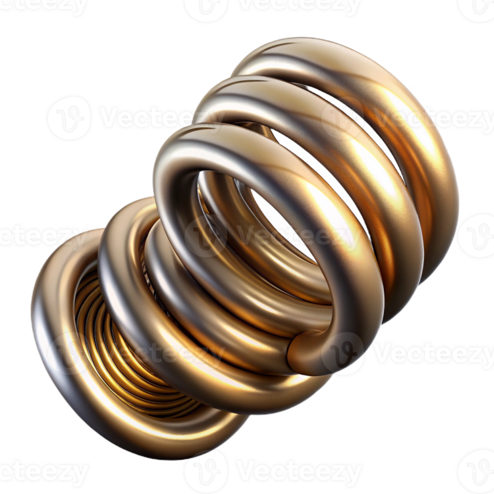 extraordinary classic Steampunk spring with tightly wound coils and a metallic finish 4K png