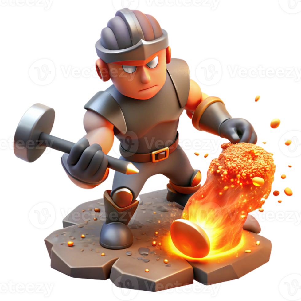 elegant vintage A powerful cyclops forging a weapon in a fiery volcano, sparks flying, in a dynamic, heroic style exclusive png
