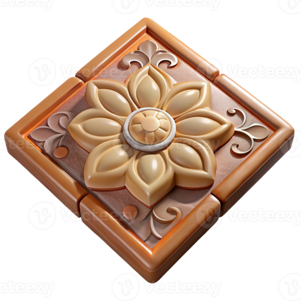 elegant creative Victorian floor tile, encaustic pattern, original png