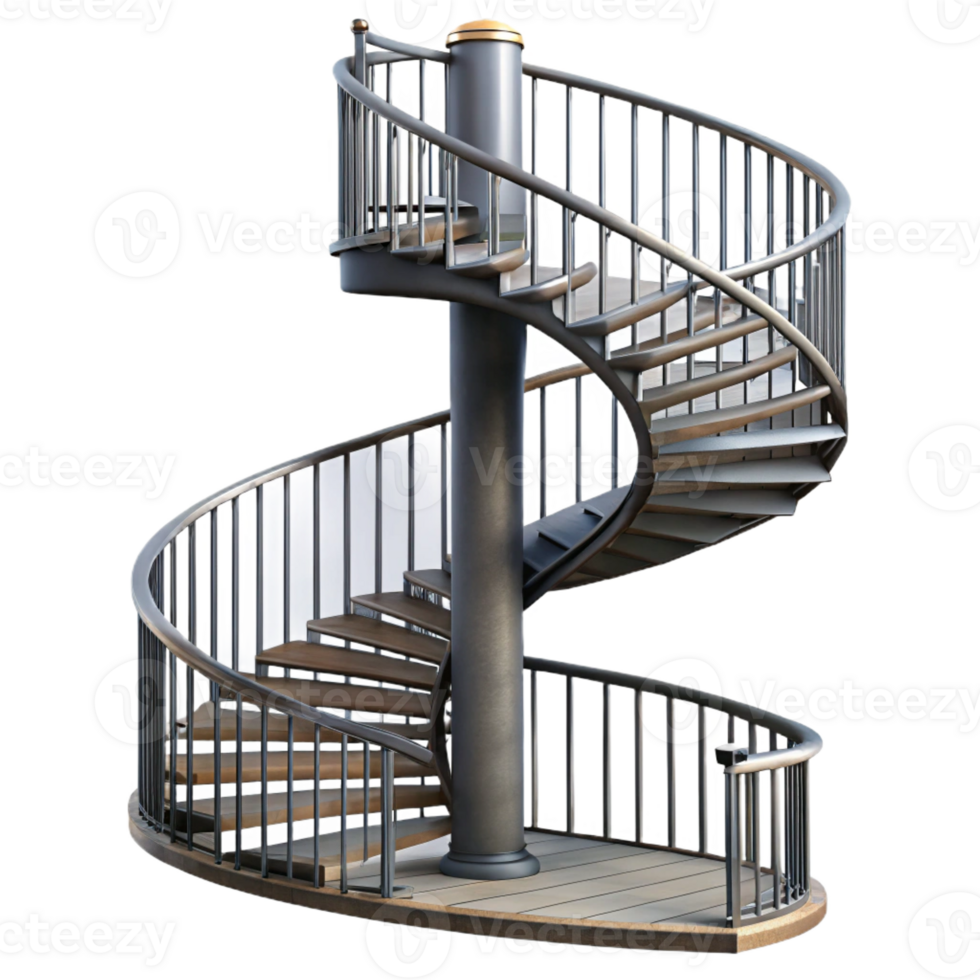 impressive minimalist Spiral staircase, wrought iron, detailed png