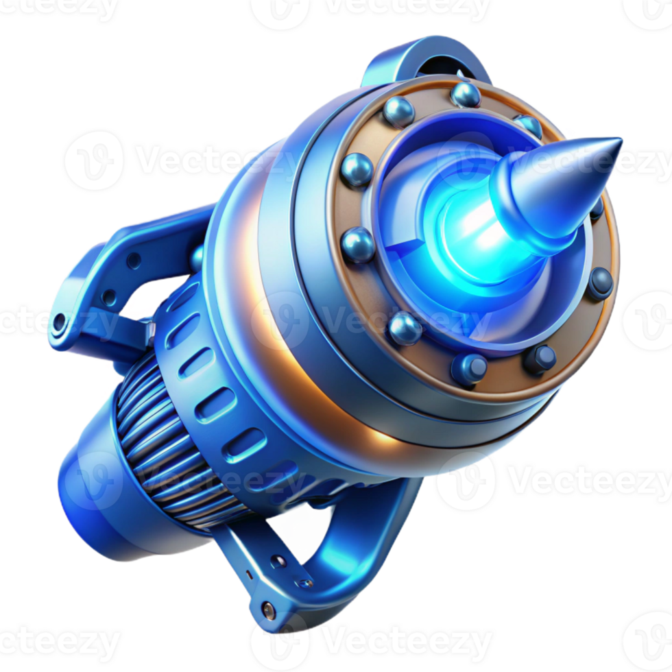 stunning modern Spaceship engine nozzle, glowing blue, intricate mechanics professional png