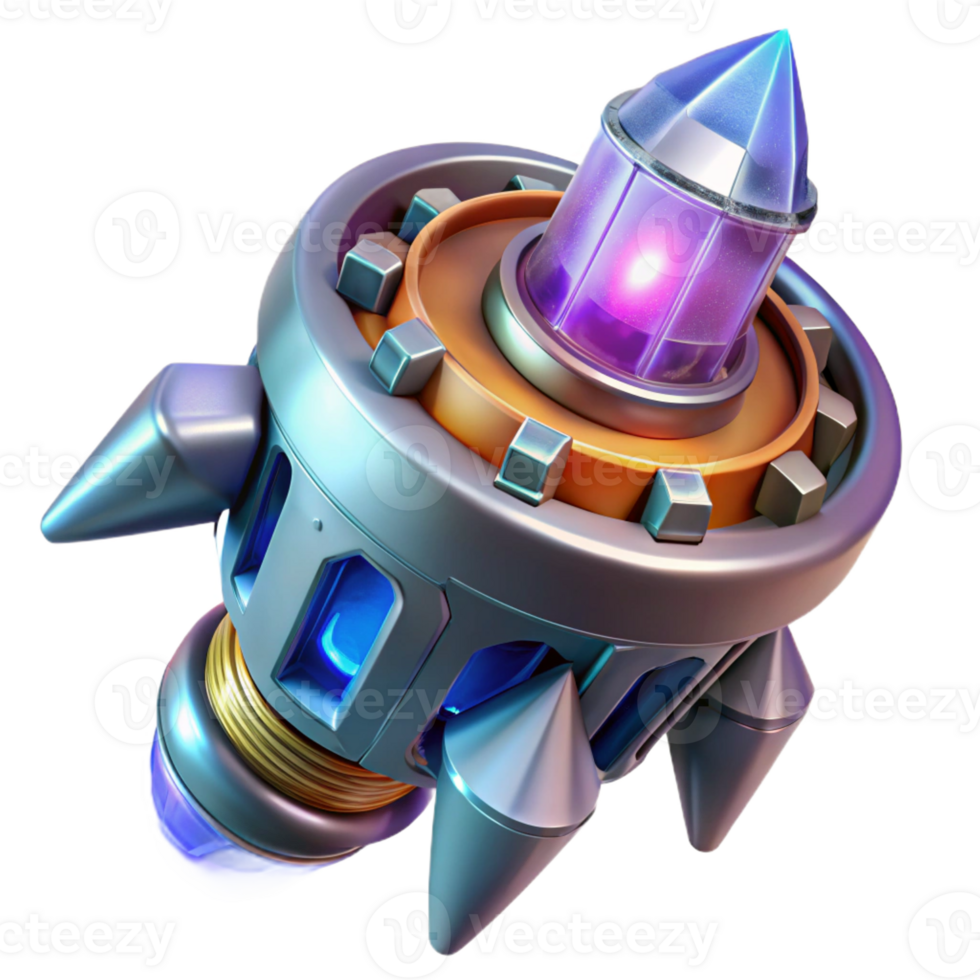 serene creative Crystalline spaceship engine with pulsating energy core 4K png