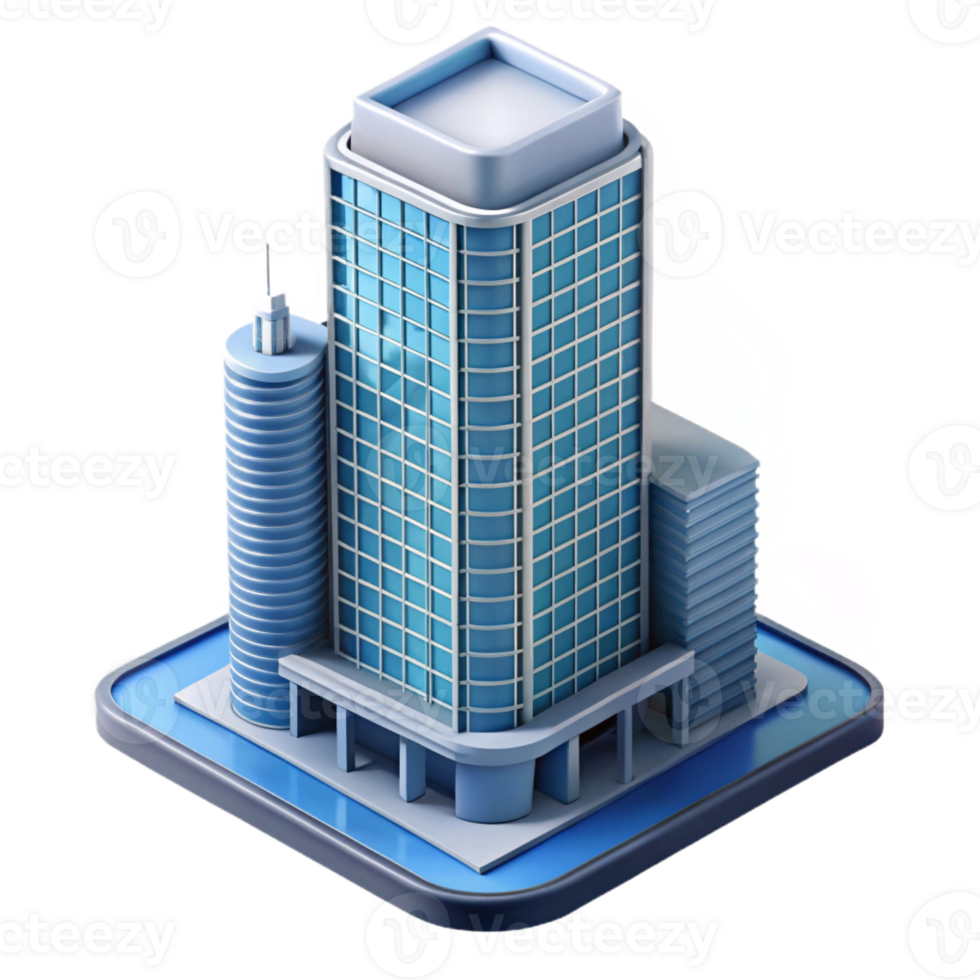 elegant classic Modern skyscraper architectural model high resolution png