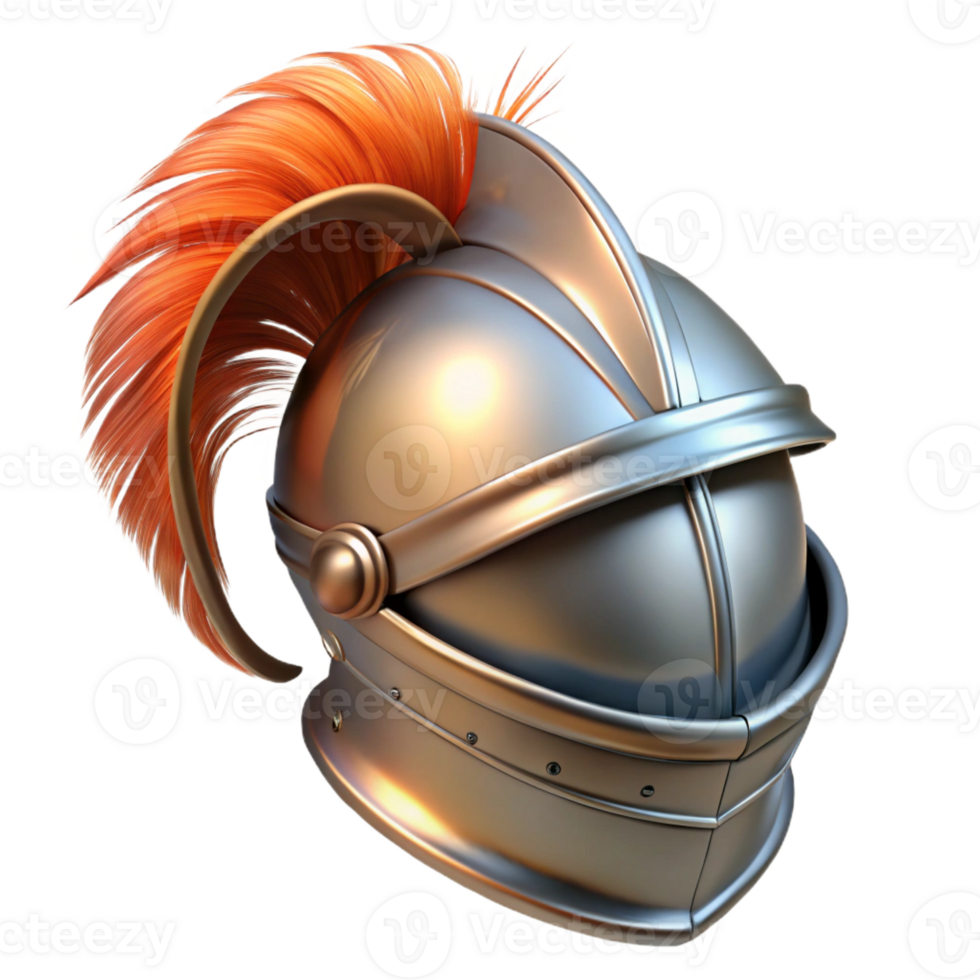 wonderful minimalist Shiny, metal knight helmet, feathered plume exclusive png
