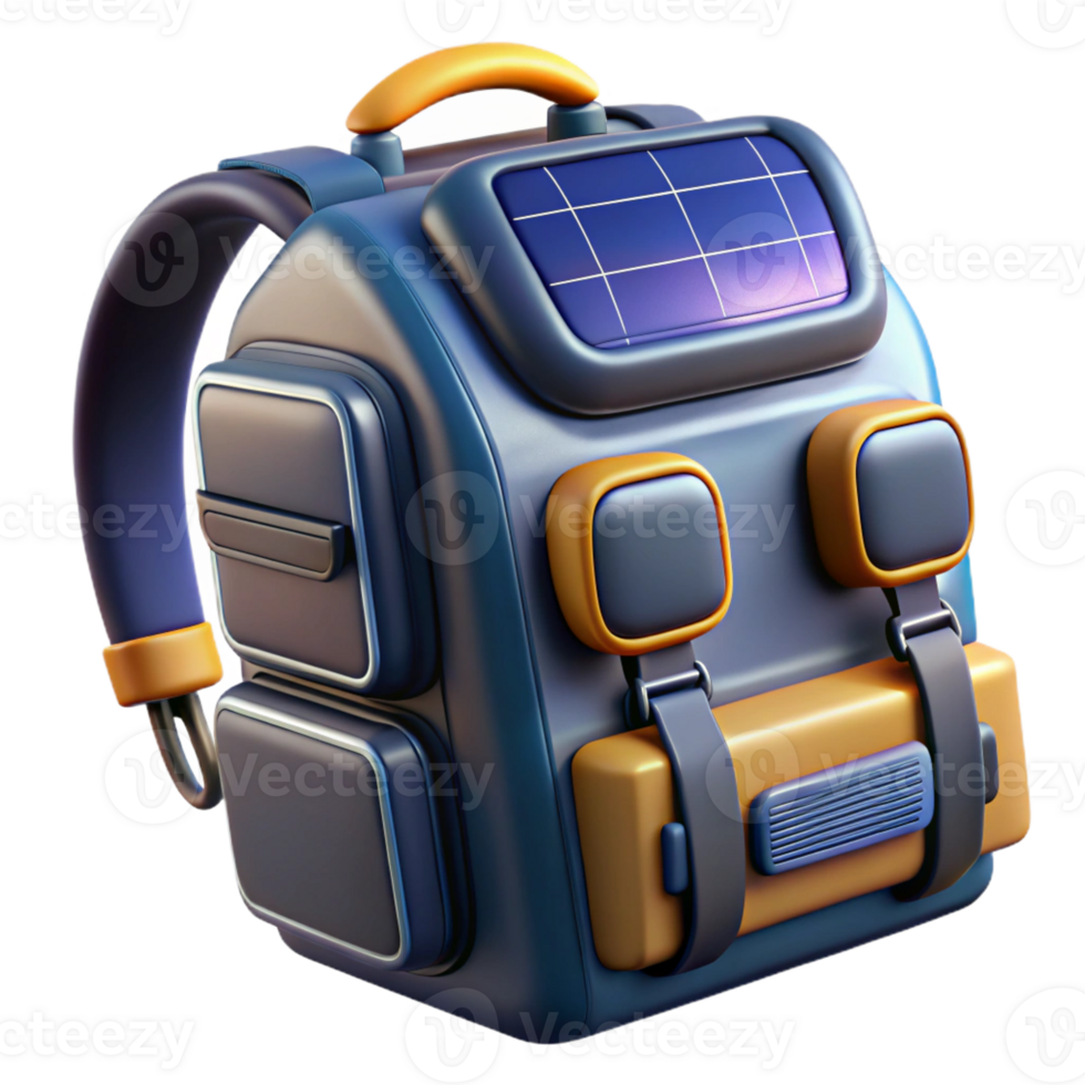 dramatic contemporary Cyberpunk backpack with integrated solar panels exclusive png