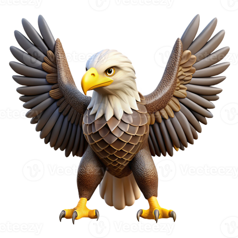 vibrant minimalist A majestic bald eagle with spread wings authentic png
