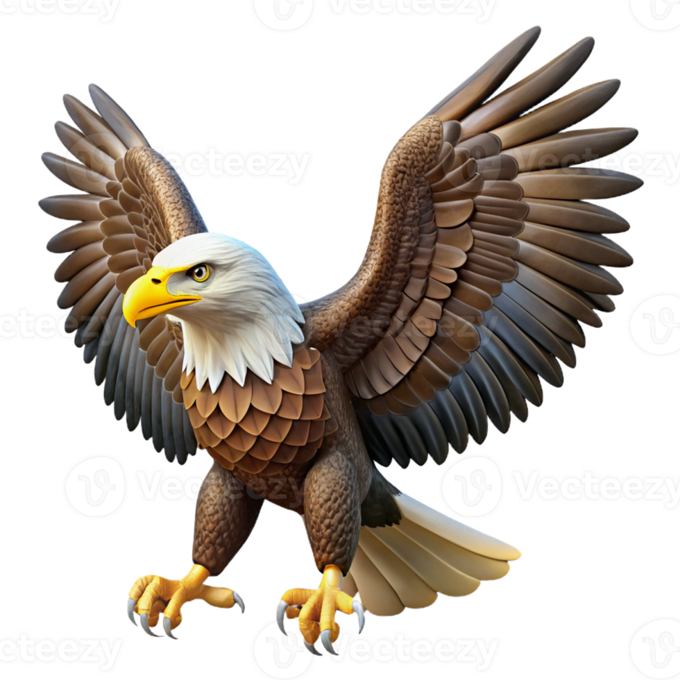 serene classic A majestic bald eagle with spread wings premium png
