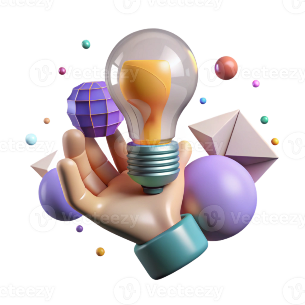 impressive vintage Giant Hand Holding Lightbulb Isolated Surreal Idea authentic png