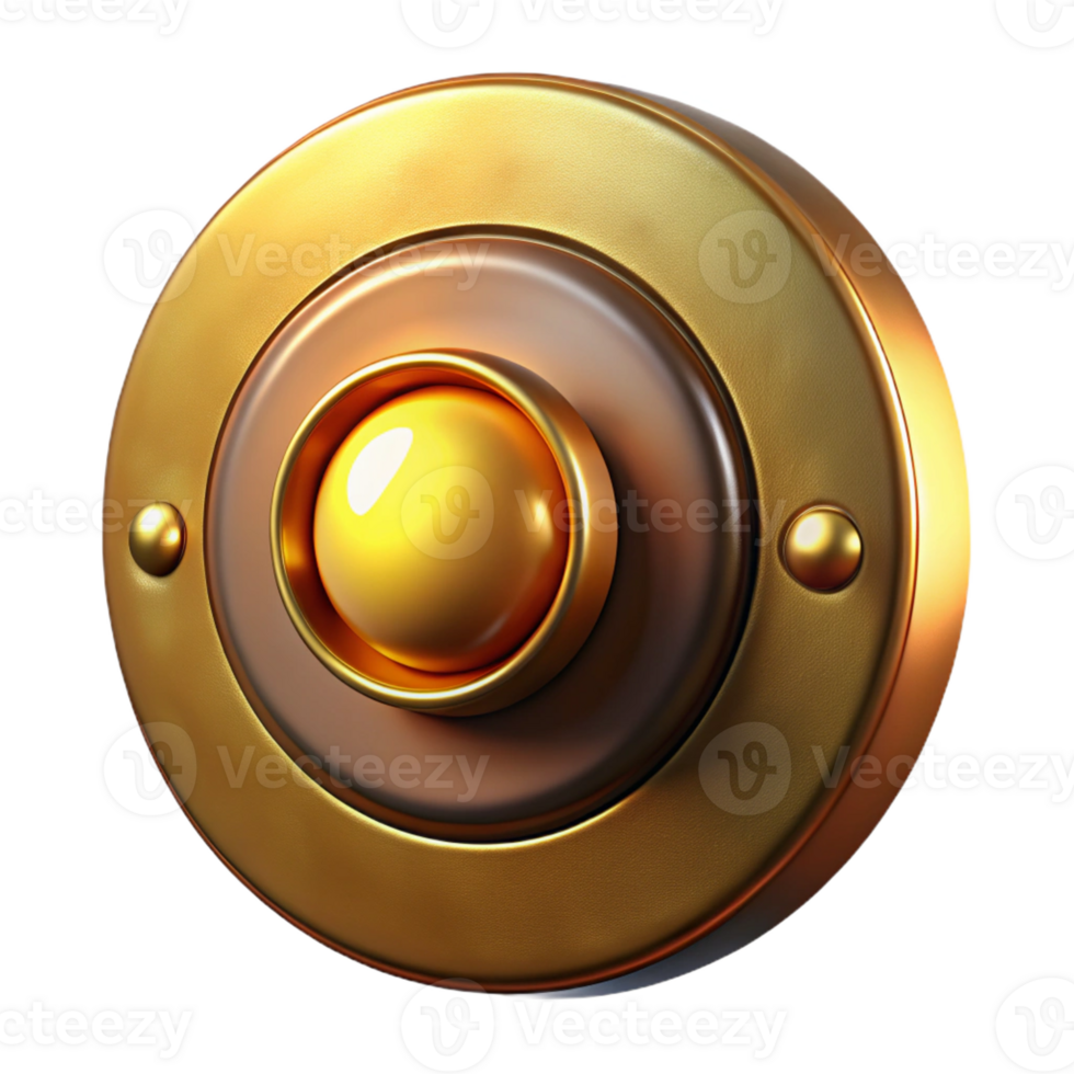 vibrant abstract Doorbell button, illuminated, brass authentic png