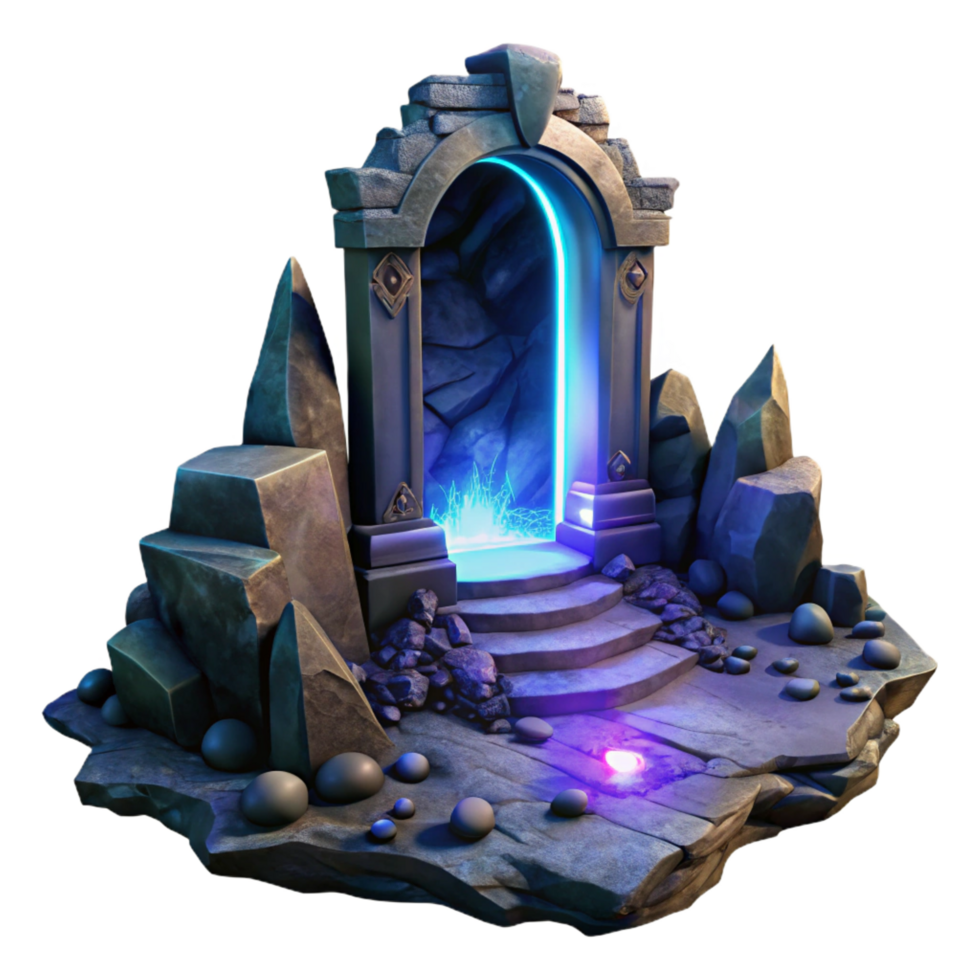 elegant minimalist A hidden portal shimmering with otherworldly light, surrounded by ancient ruins, mysterious lighting, surreal style 4K png