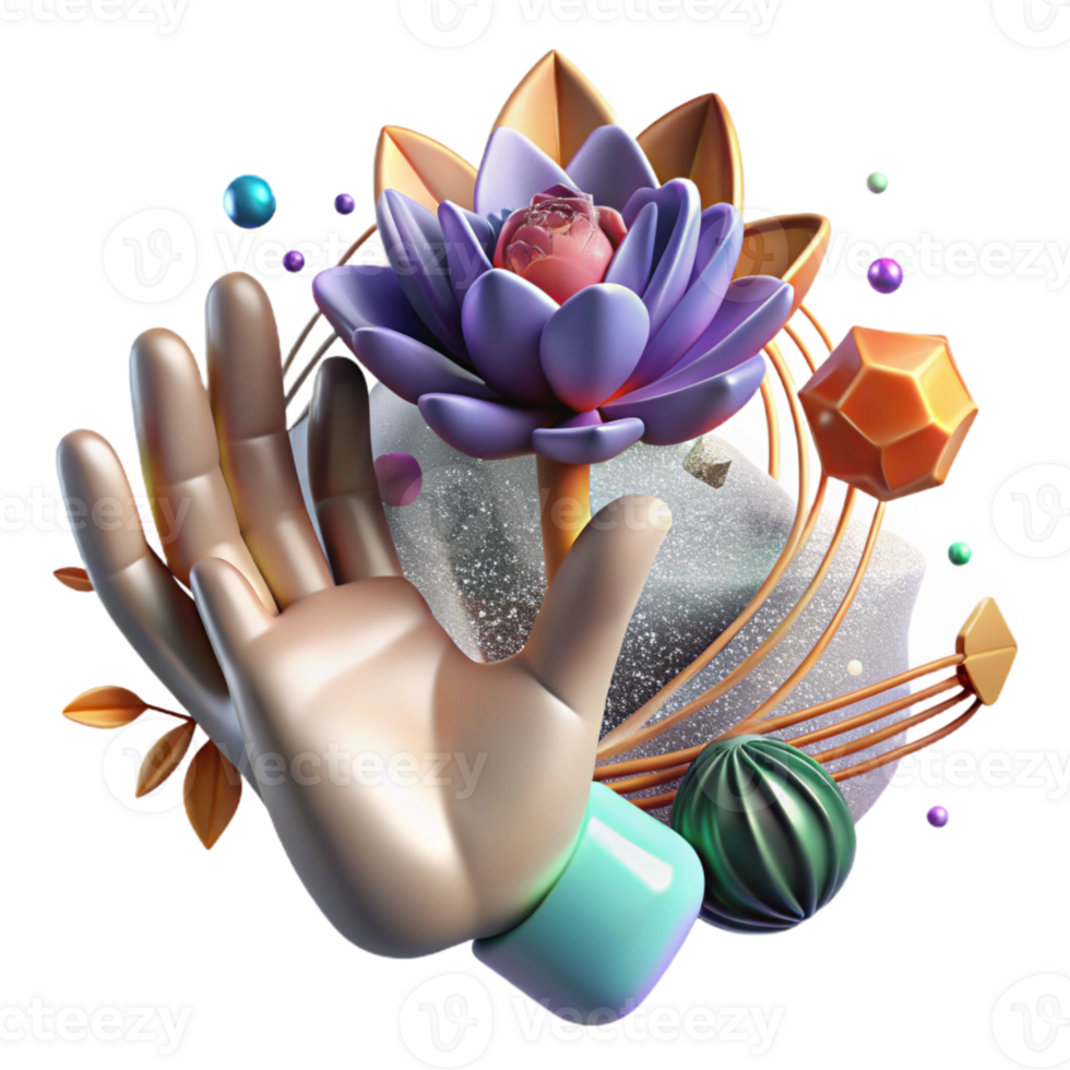 wonderful abstract Giant Hand Holding Flower Cutout Surreal Nature professional png