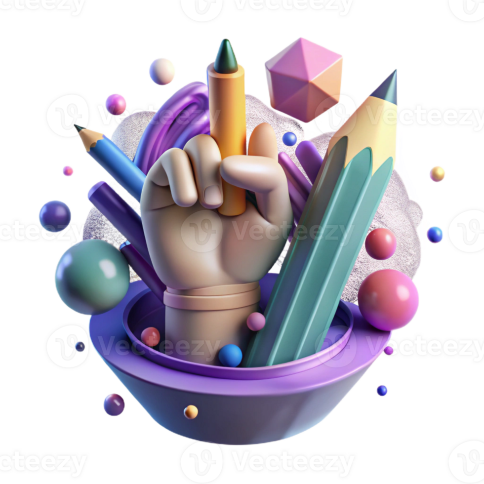 wonderful creative Giant Hand Holding Pencil Isolated Surreal Creation high quality png