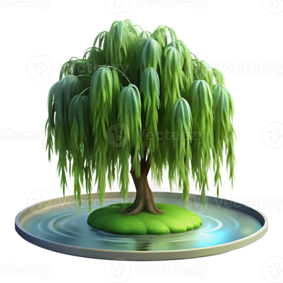 wonderful traditional A branch of a weeping willow tree, gracefully draped over a pond, soft, diffused light, impressionistic style high resolution png