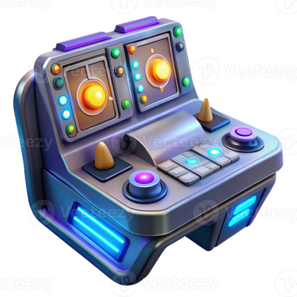 impressive creative A futuristic control panel with glowing buttons and interactive displays, illuminated by a dim, ambient light, in a science fiction style high quality png