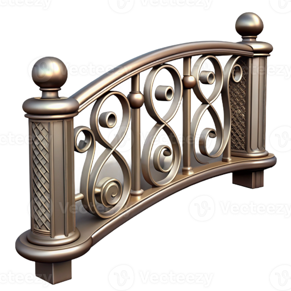 stunning rustic Bridge railing, metal, ornate, high quality png