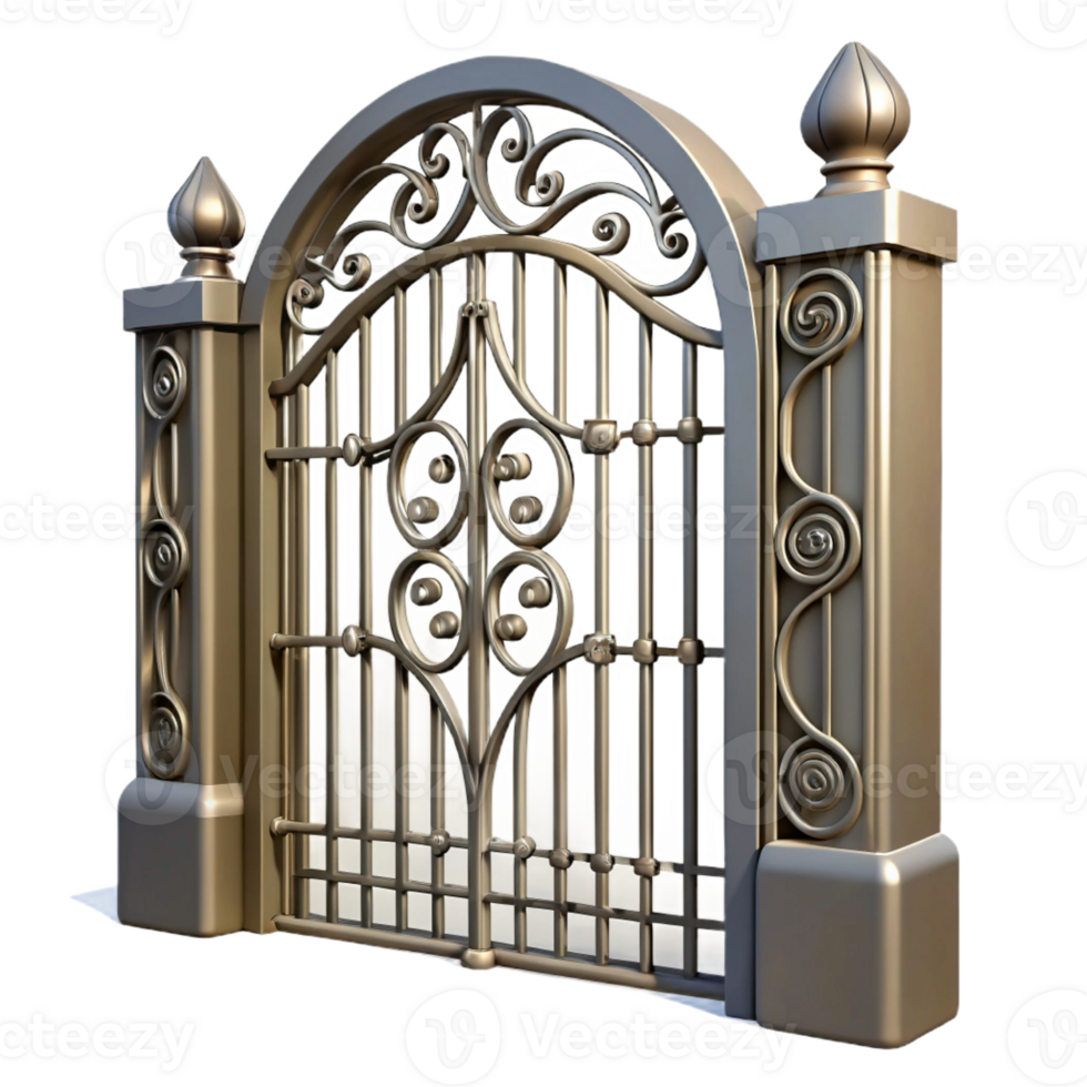 beautiful traditional Wrought iron gate, ornate design, genuine png