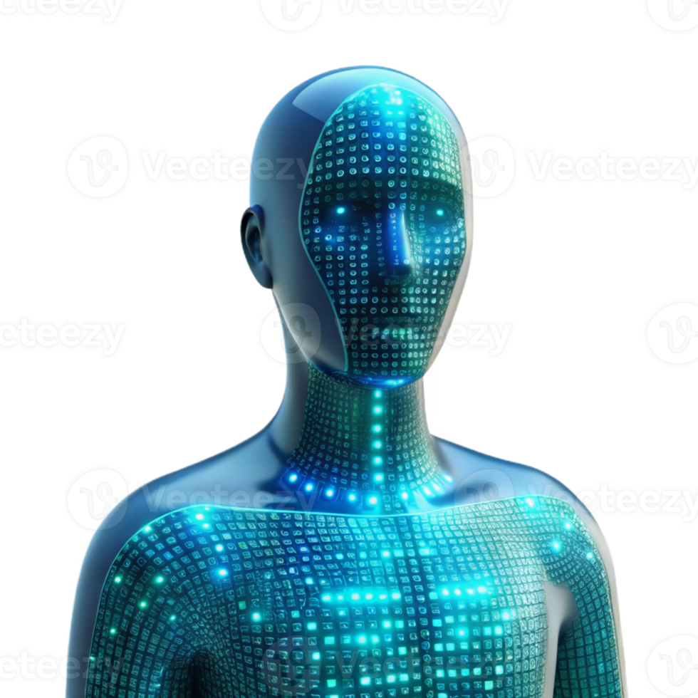 extraordinary classic A human silhouette merging with digital code, illuminated by a bright, white light, in a futuristic style detailed png