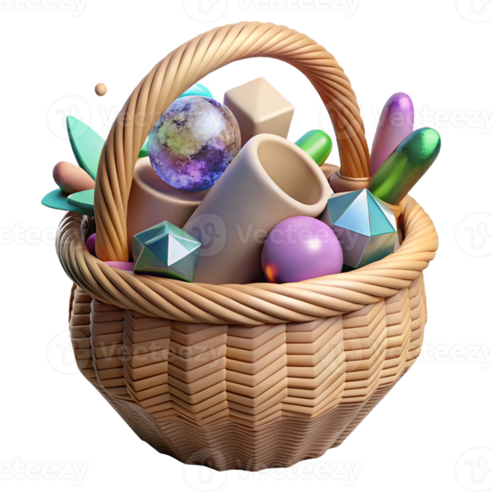 magnificent vintage Gift Basket Wicker Handles Filled Transparent high resolution png