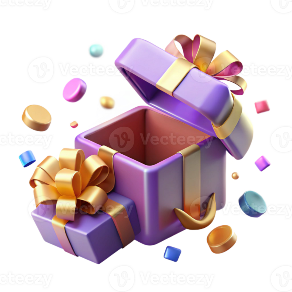 impressive contemporary Gift Box Open Empty Isolated for Surprise Reveals png