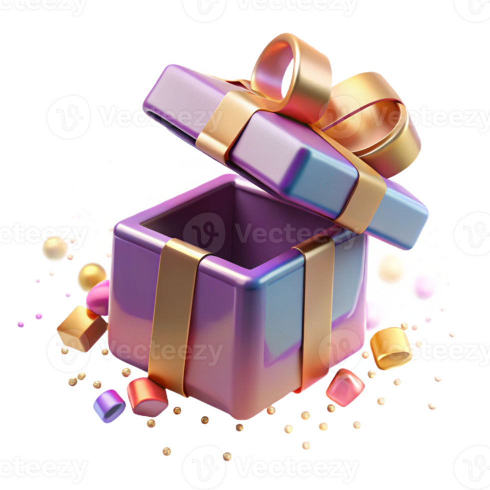 serene creative Gift Box Open Empty Isolated for Surprise Reveals premium png
