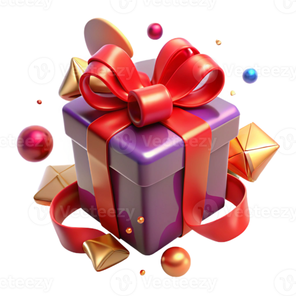 vibrant creative Gift Box Red Ribbon Bow Isolated for Holiday Projects detailed png