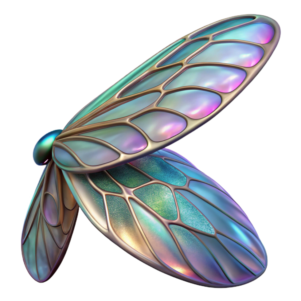 elegant contemporary Alien insect wing with iridescent scales and patterns 4K png