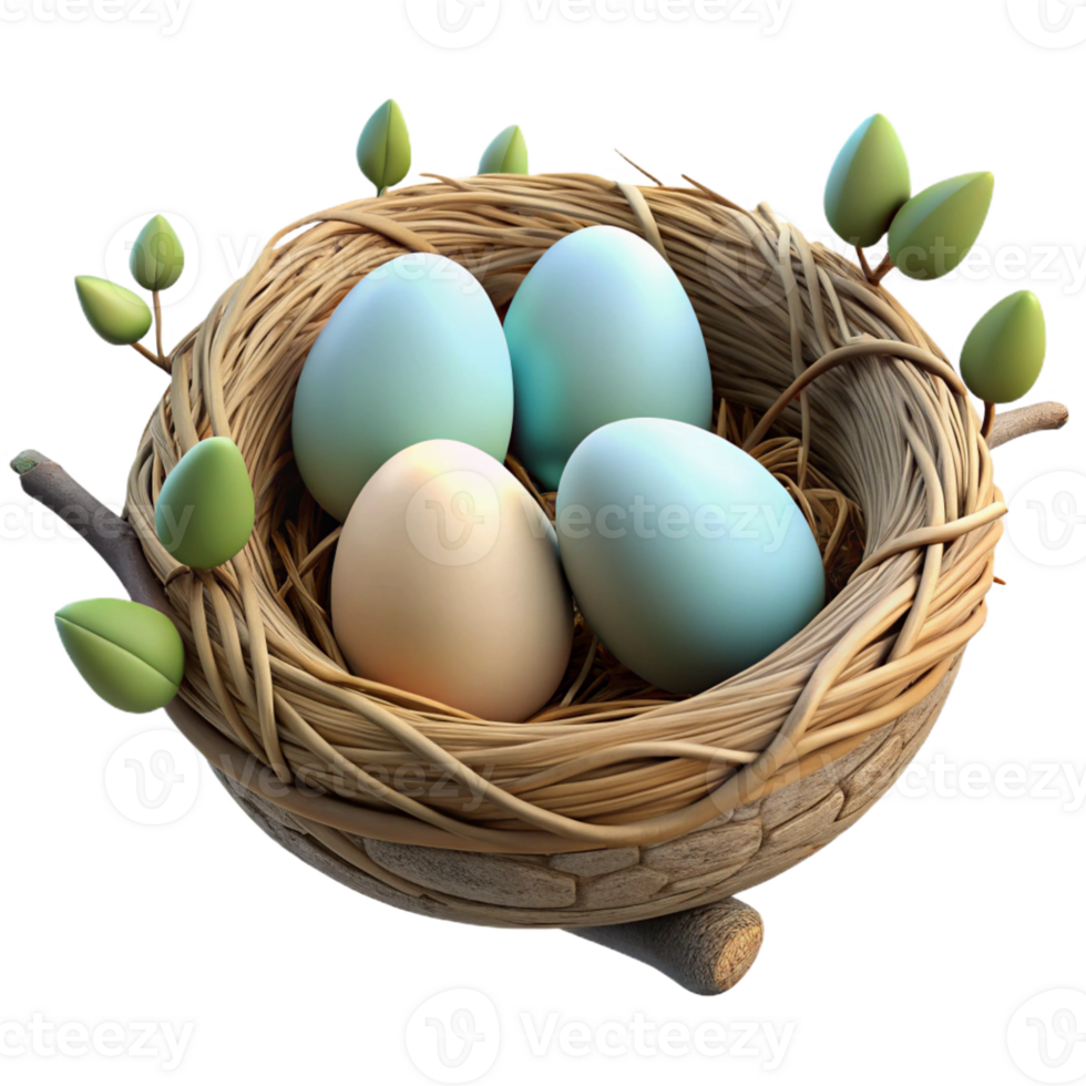 impressive creative A bird's nest with eggs, nestled in a tree branch, soft diffused light, nature photography style 4K png