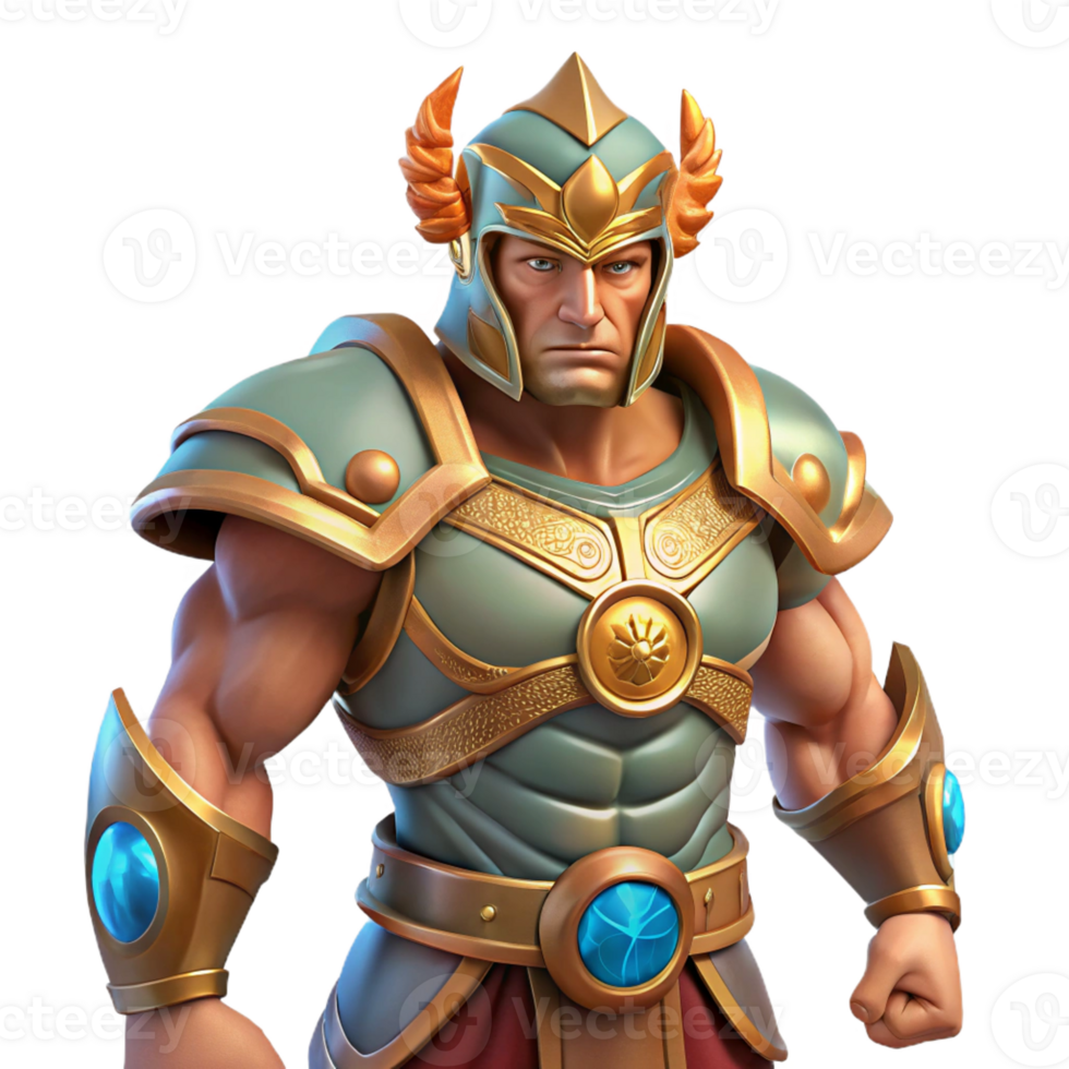 serene creative Ares, God of War, in battle armor detailed png