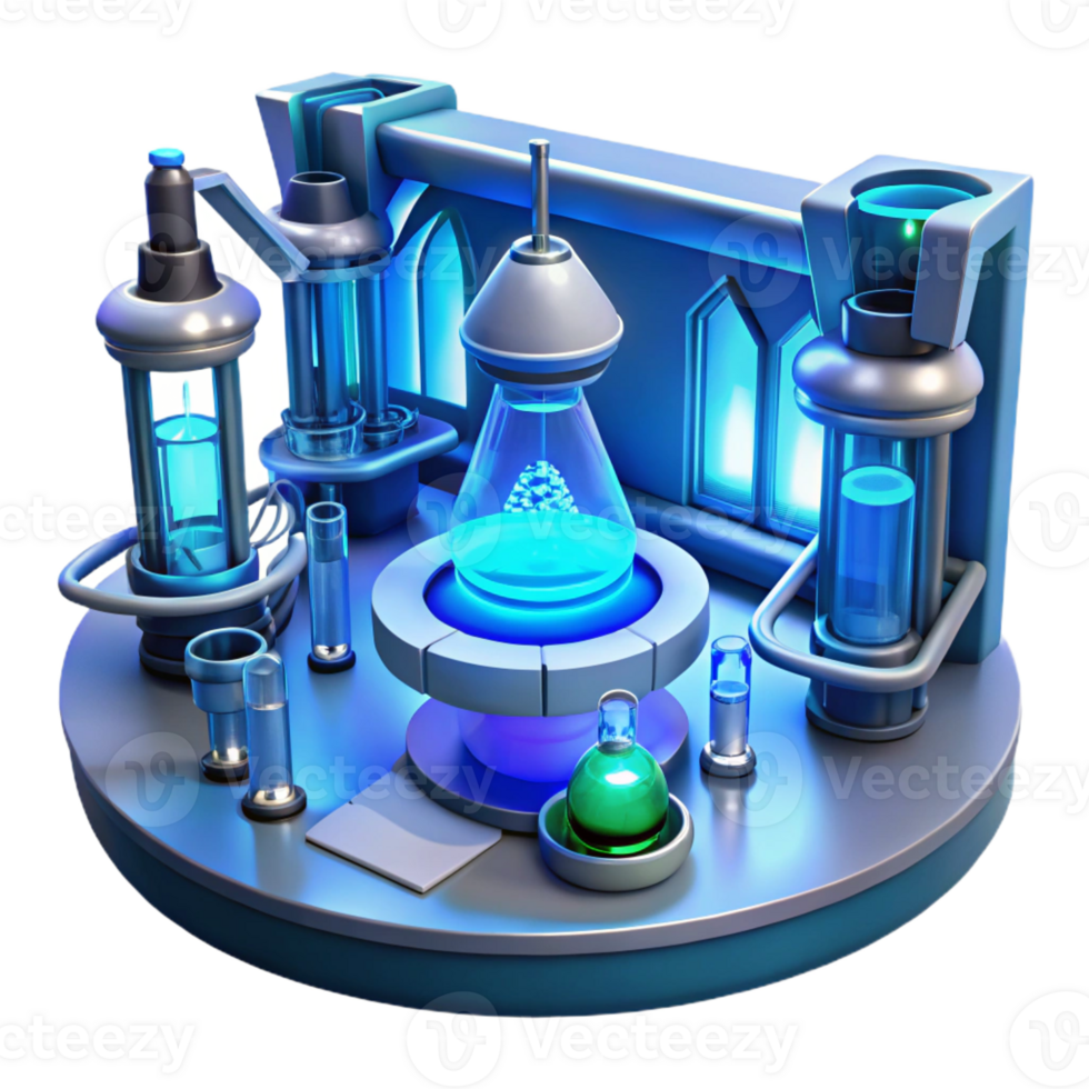 extraordinary modern A futuristic laboratory filled with advanced technology, cool blue lighting, science fiction style exclusive png