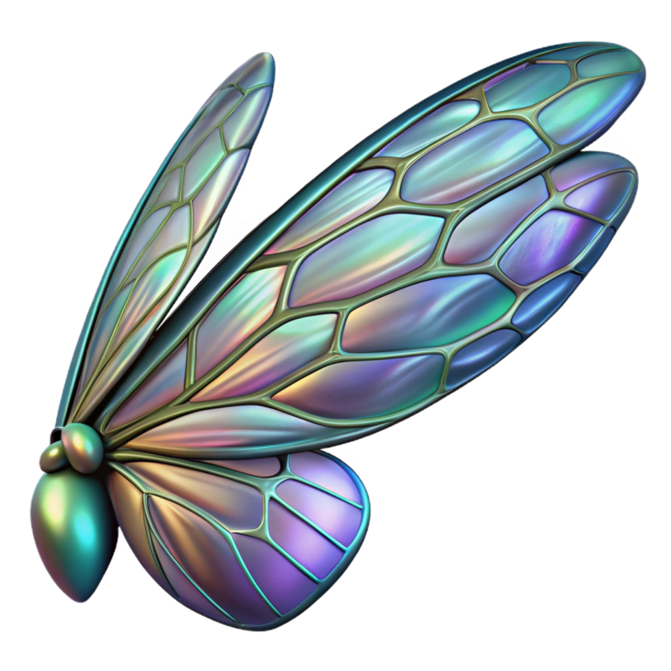 impressive rustic Alien insect wing with iridescent scales and patterns exclusive png