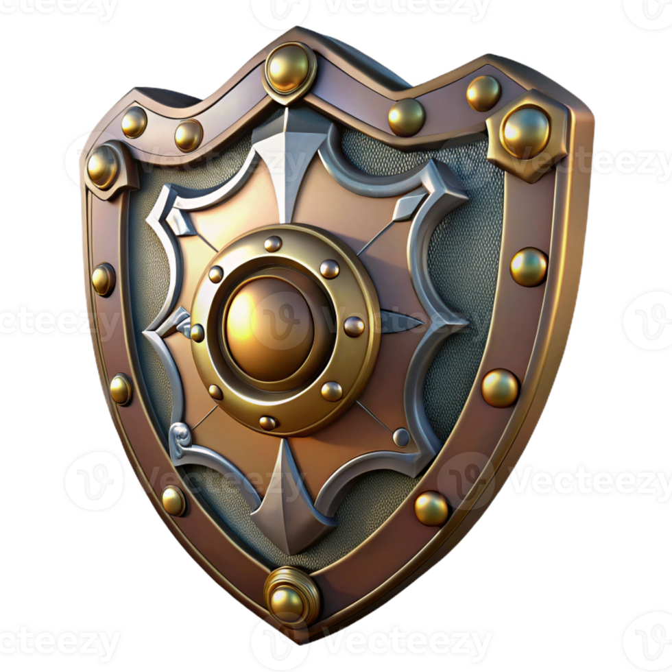 stunning abstract Steampunk shield with a metal surface and ornate decorations high resolution png