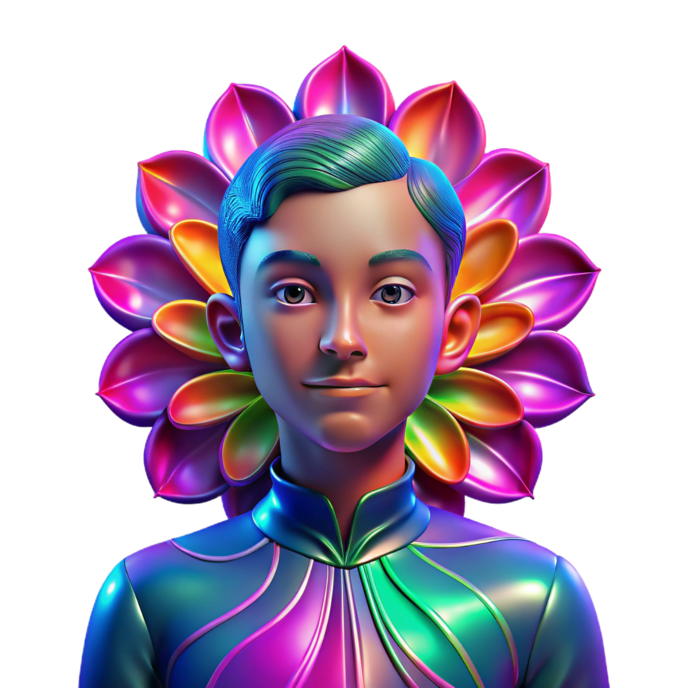 extraordinary abstract Portrait of a person with a kaleidoscopic effect, vibrant, swirling colors, psychedelic art style authentic png