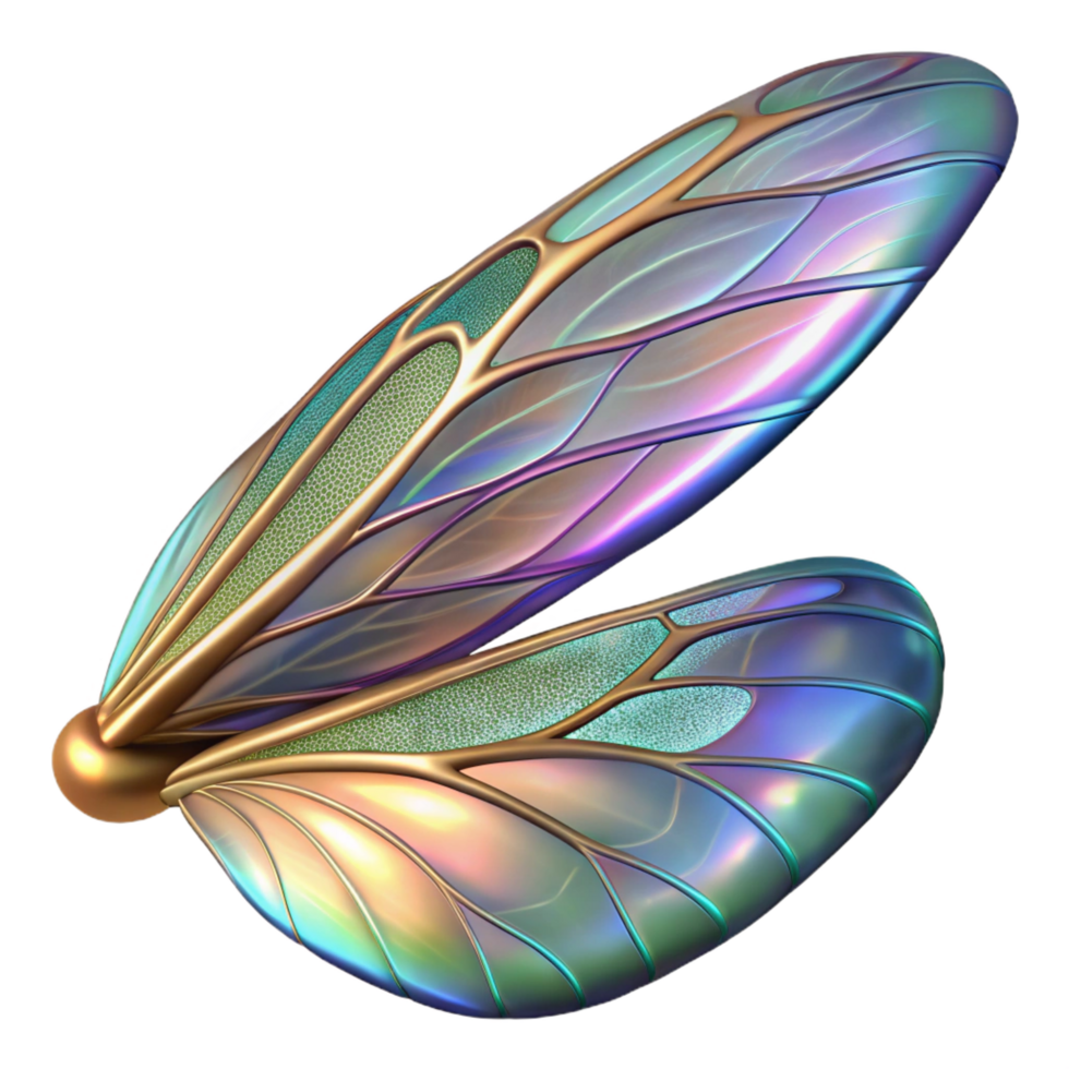 dramatic abstract Alien insect wing with iridescent scales and patterns premium png