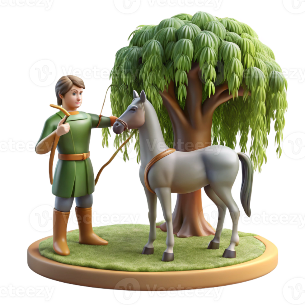 wonderful artistic A wise centaur teaching archery to a young human, under the shade of a willow tree, in a warm, classical style high resolution png