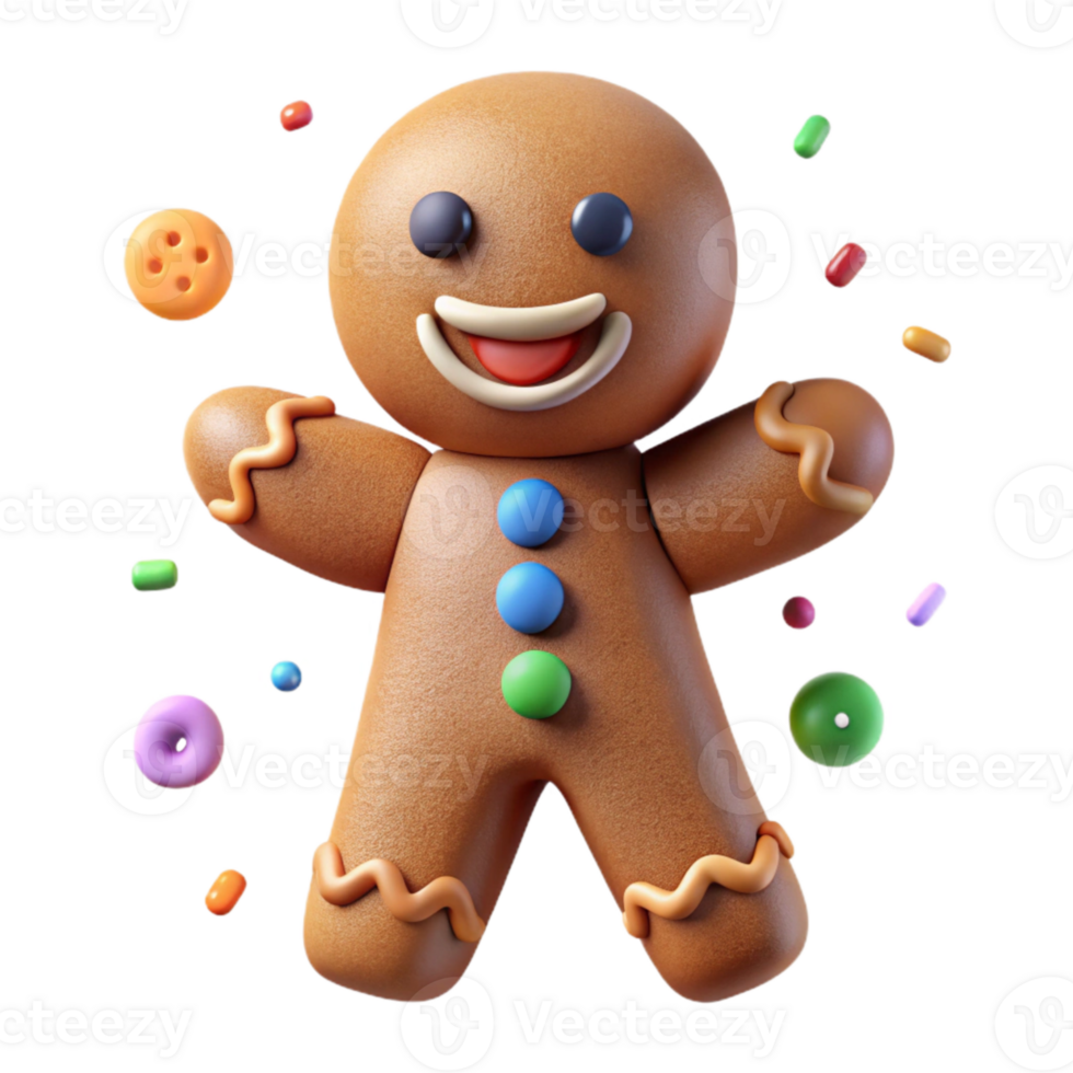 wonderful contemporary Gingerbread Man Smiling Face Cutout for Holiday Baking authentic png