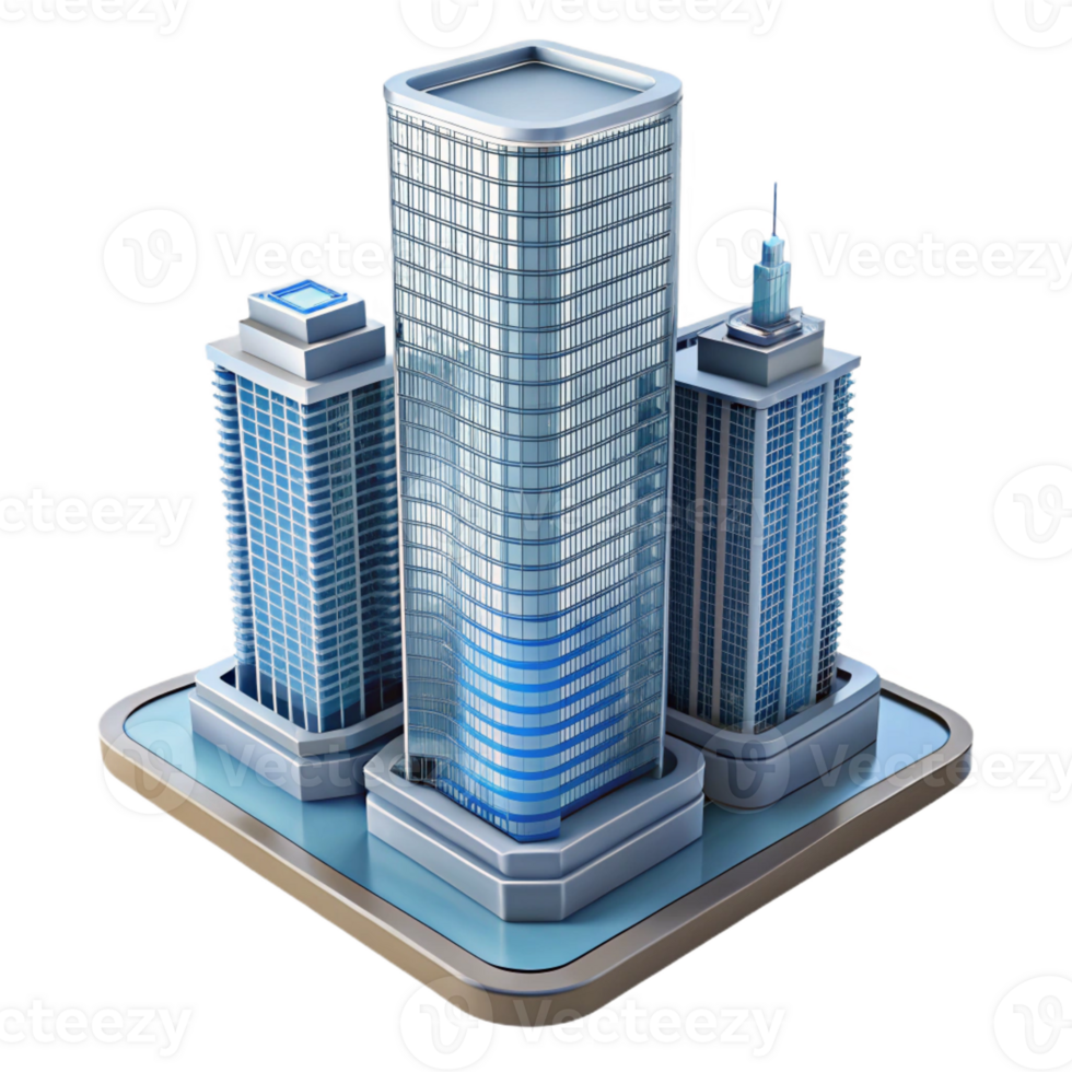 serene artistic Modern skyscraper architectural model, high quality png