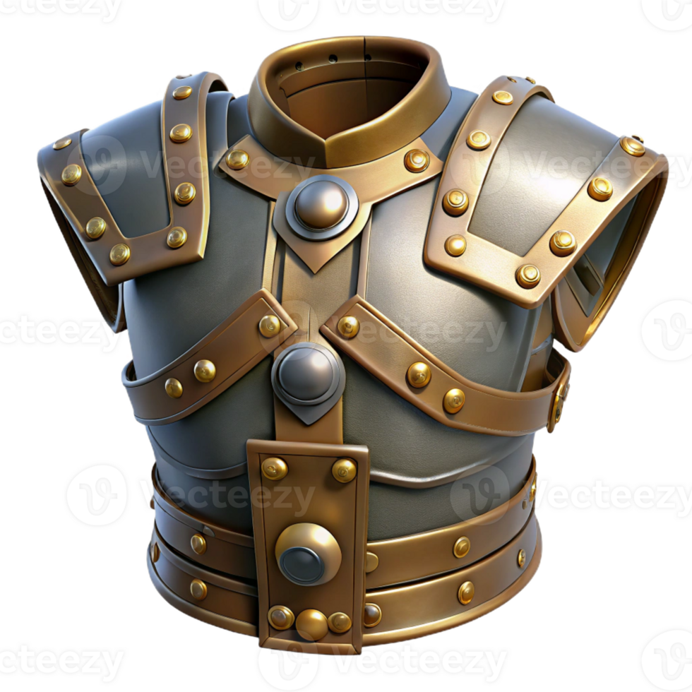 impressive traditional Steampunk armor with metal plates and leather straps professional png