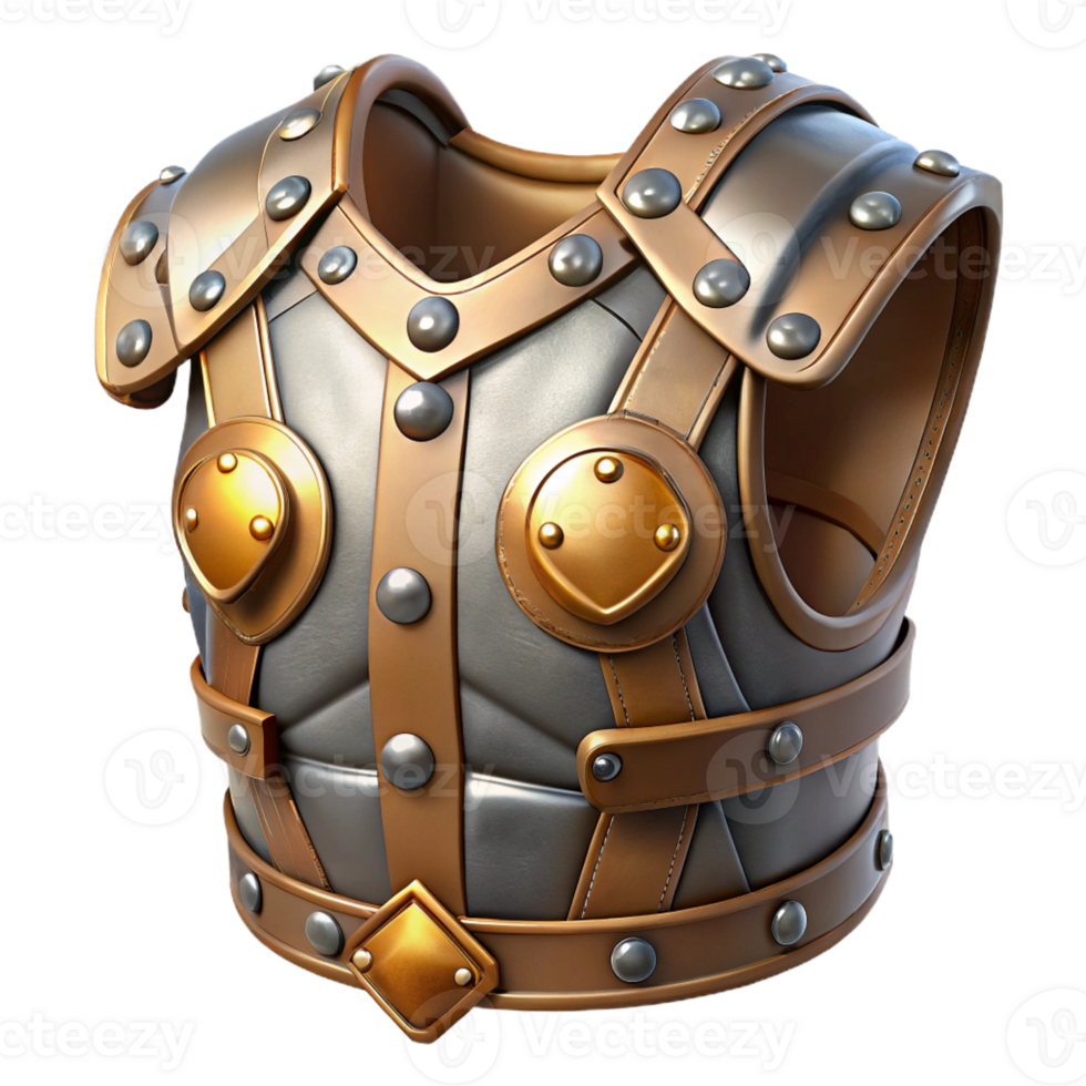 magnificent contemporary Steampunk armor with metal plates and leather straps 4K png