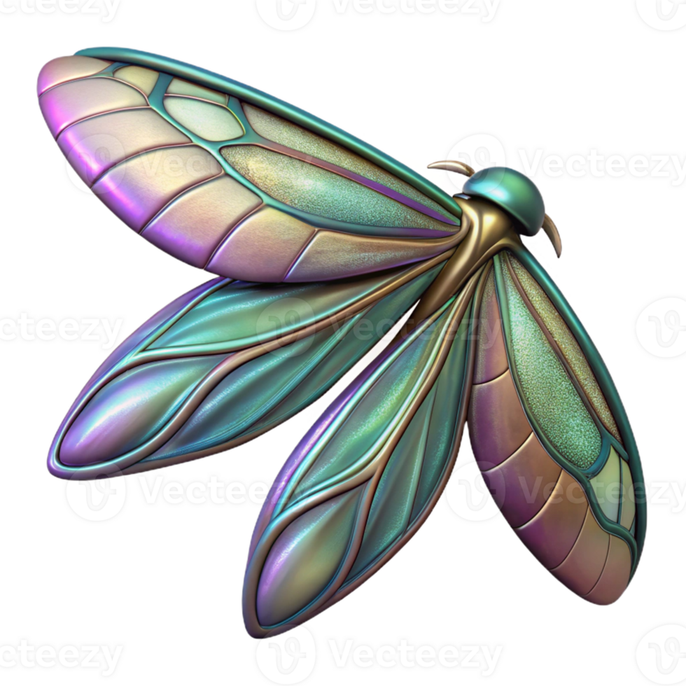 beautiful rustic Alien insect wing, intricate veins, iridescent colors high quality png
