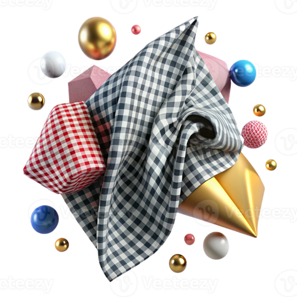 beautiful traditional Gingham Fabric Texture Checkered Design Cutout professional png