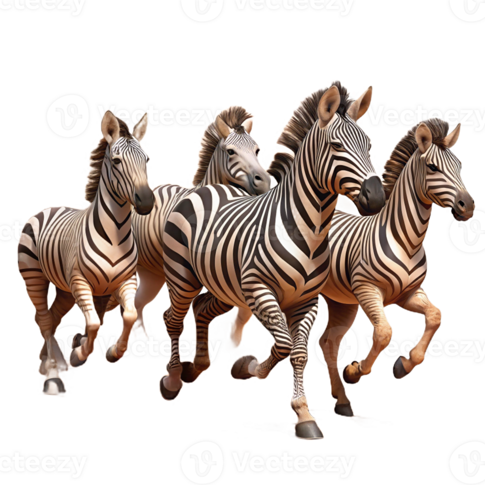 stunning abstract A herd of zebras galloping across the African savanna, dust billowing behind them, captured in a dynamic, realistic style genuine png