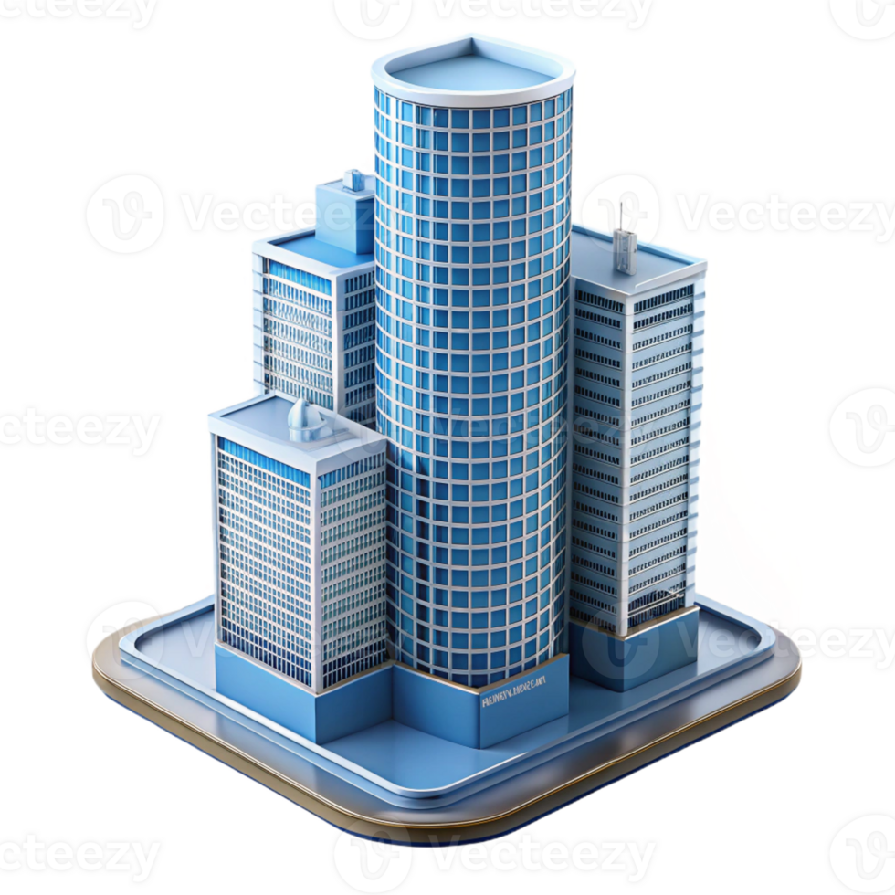 vibrant rustic Modern skyscraper architectural model authentic png