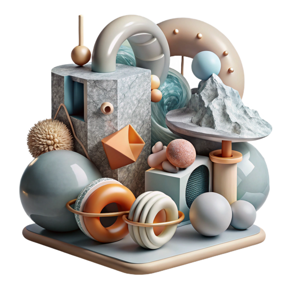 Maravilhoso rústico uma caótico assembléia do encontrado objetos e texturas, criando uma surreal, sonhe como composição, com uma macio, difuso iluminação. dadaísta estilo profissional png